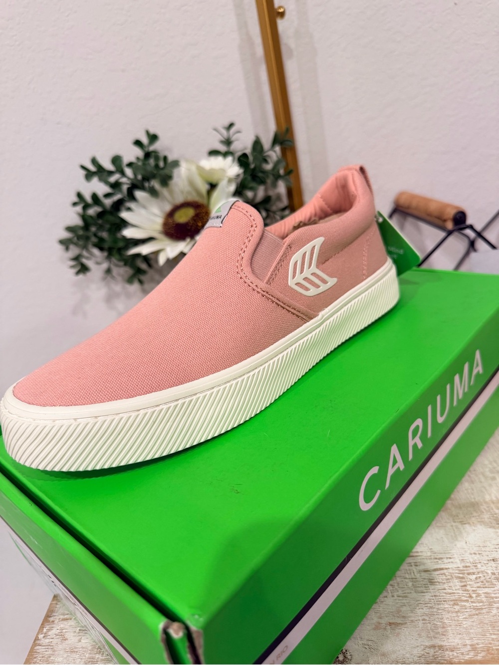 Cariuma Pink Canvas Slip-On Women’s Sneaker